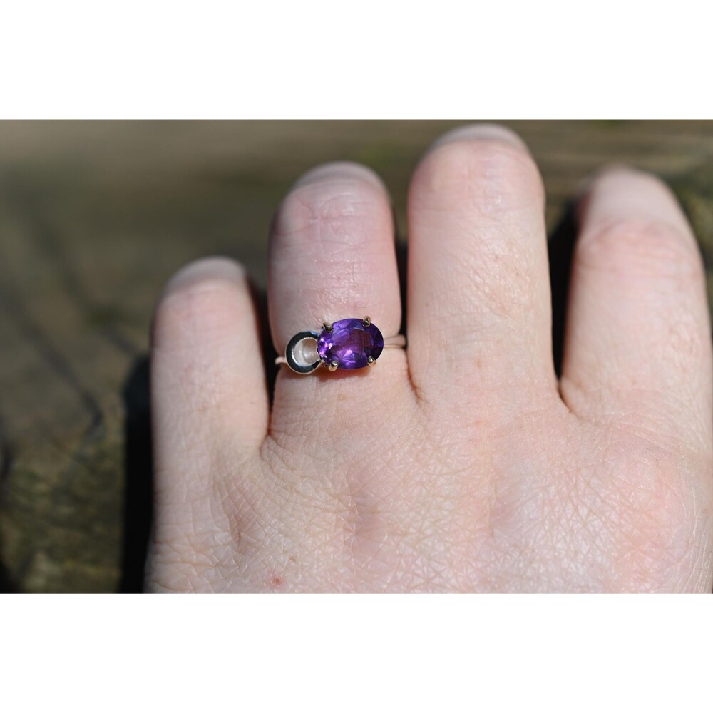 Amethyst engagement ring size 6 in sterling silver